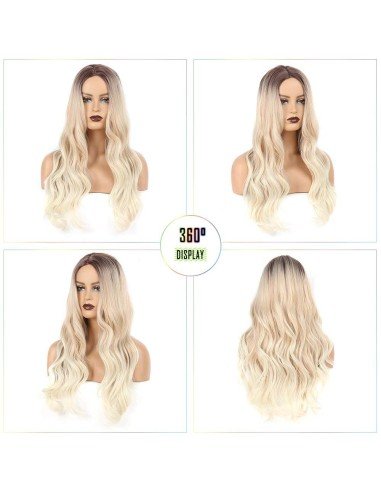 ⭐  Peluca Color Natural 60cm cabello sintético Rubio Oscuro
