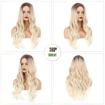 ⭐  Peluca Color Natural 60cm Cabello Sintético kanekalón