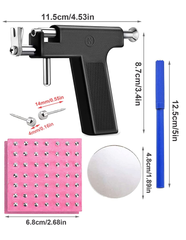 ⭐ Pistola Máquina Perfora Oreja Ombligo Nariz Piercings Arete