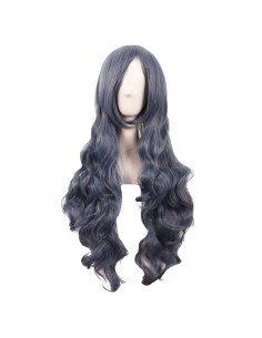 ⭐ Peluca Cosplay Ondulada 80cm Kanekalon Gris Humo 2