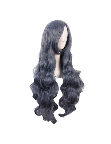 ⭐ Peluca Cosplay Ondulada 80cm Kanekalon Gris Humo