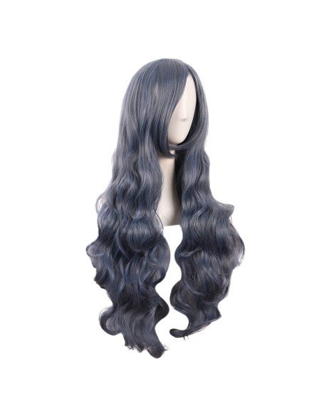⭐ Peluca Cosplay Ondulada 80cm Kanekalon Gris Humo