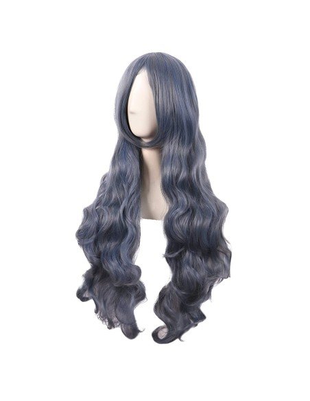 ⭐ Peluca Cosplay Ondulada 80cm Kanekalon Gris Humo