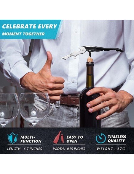⭐ Setx2 Sacacorchos de Acero Descorchador Dos Tiempos Portátil ⭐ Setx2 Sacacorchos de Acero Descorchador Dos Tiempos Portátil