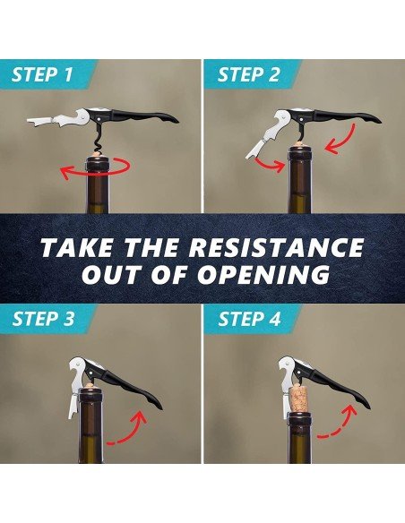 ⭐ Setx2 Sacacorchos de Acero Descorchador Dos Tiempos Portátil ⭐ Setx2 Sacacorchos de Acero Descorchador Dos Tiempos Portátil