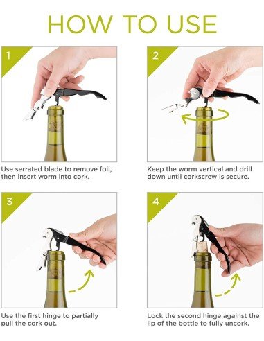 ⭐ Setx2 Sacacorchos de Acero Descorchador Dos Tiempos Portátil