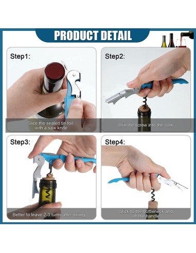⭐ Setx2 Sacacorchos de Acero Descorchador Dos Tiempos Portátil