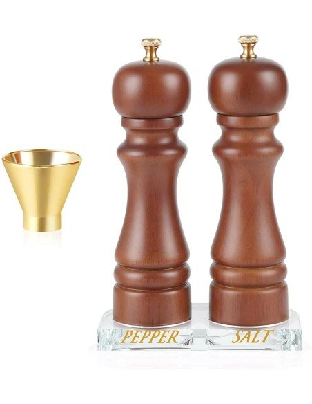 Set Molino D Sal Y Pimienta Madera 22cm Pimentero Con Base Premiun Set Molino D Sal Y Pimienta Madera 22cm Pimentero Con Base Premiun