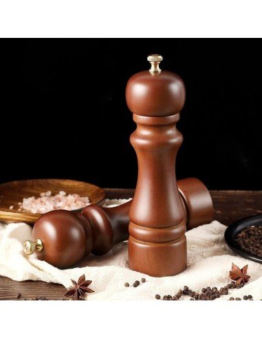 Set Molino D Sal Y Pimienta Madera 22cm Pimentero Con Base Premiun