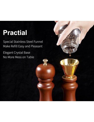 Set Molino D Sal Y Pimienta Madera 22cm Pimentero Con Base Premiun