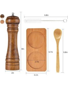 Set Molino D Sal Y Pimienta Madera 22cm Pimentero Con Base Premiun 2