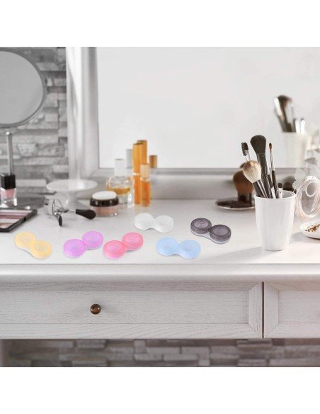 Estuche portalentes con tapa de rosca Para lentes de contacto blandos y gas permeable