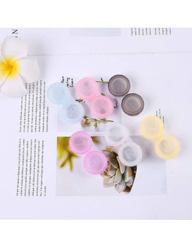 Estuche portalentes con tapa de rosca Para lentes de contacto blandos y gas permeable