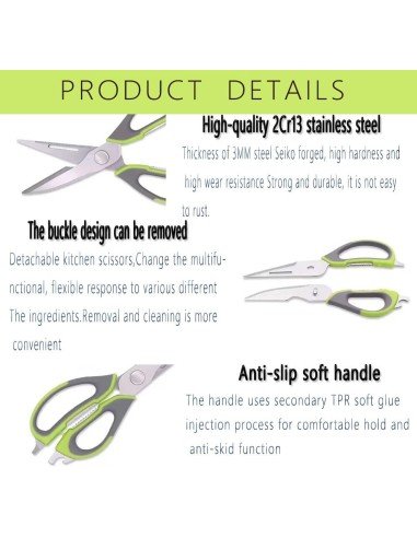 ⭐ Tijeras Cuchillo Cocina Acero Inoxidable Corta Huesos