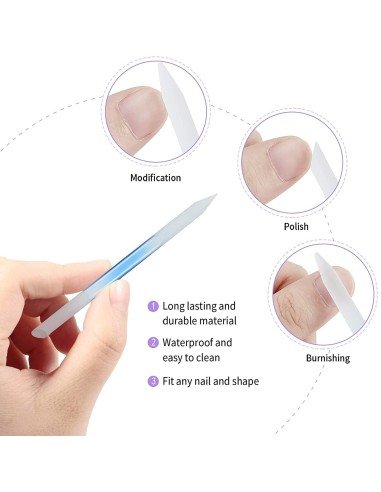 ⭐ Juego x6 limas de cristal para Uñas Manicure Profesional