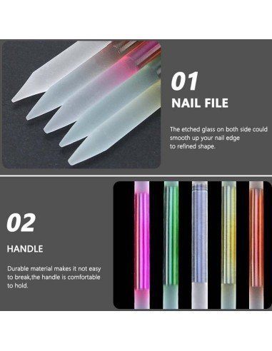 ⭐ Juego x6 limas de cristal para Uñas Manicure Profesional