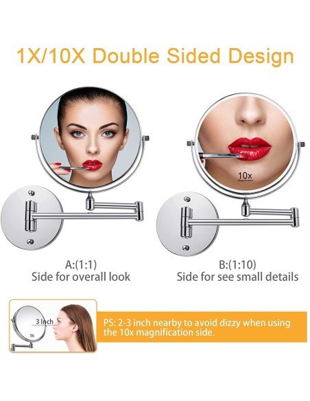 ⭐ Espejo Telescópico Retráctil Giratorio Circular 20cm Aumento 10X ⭐ Espejo Telescópico Retráctil Giratorio Circular 20cm Aumento 10X