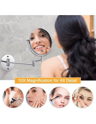 ⭐ Espejo Telescópico Retráctil Giratorio Circular 20cm Aumento 10X