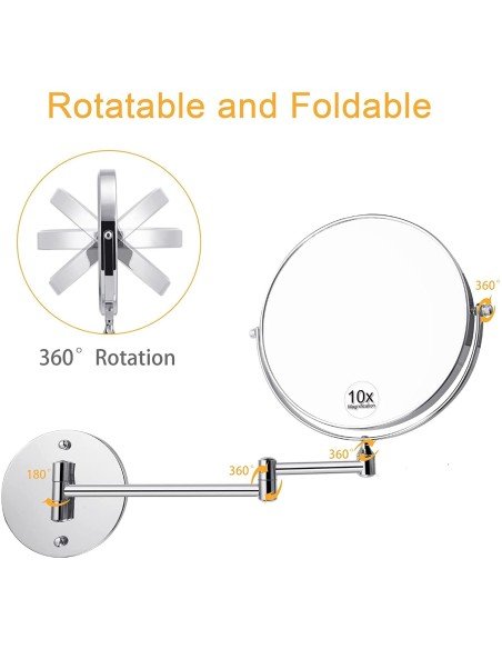 ⭐ Espejo Telescópico Retráctil Giratorio Circular 20cm Aumento 10X ⭐ Espejo Telescópico Retráctil Giratorio Circular 20cm Aumento 10X