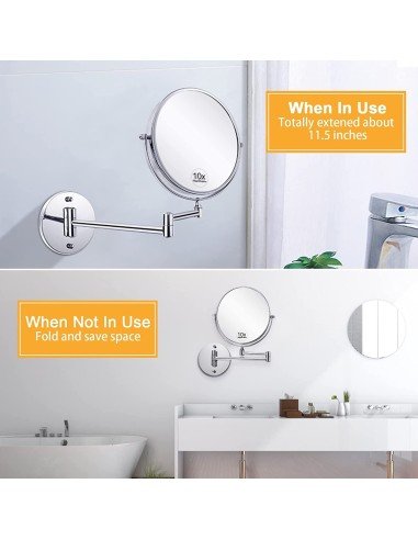 ⭐ Espejo Telescópico Retráctil Giratorio Circular 20cm Aumento 10X