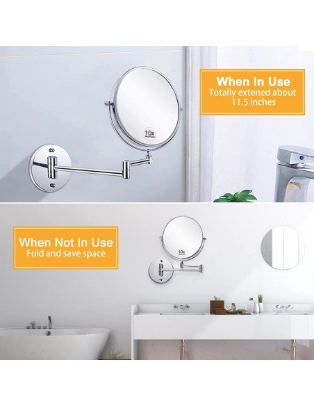 ⭐ Espejo Telescópico Retráctil Giratorio Circular 20cm Aumento 10X ⭐ Espejo Telescópico Retráctil Giratorio Circular 20cm Aumento 10X