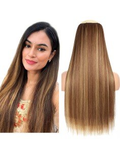⭐ Cortina de Cabello Lisa Degradee Extensión Fucsia a Rosado 2