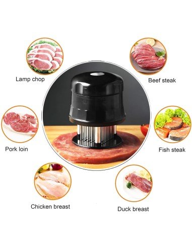 Ablandador Tenderizador De Carne De Res Cerdo Pescado Pollo Con 56 Cuchillas Acero Inoxidable