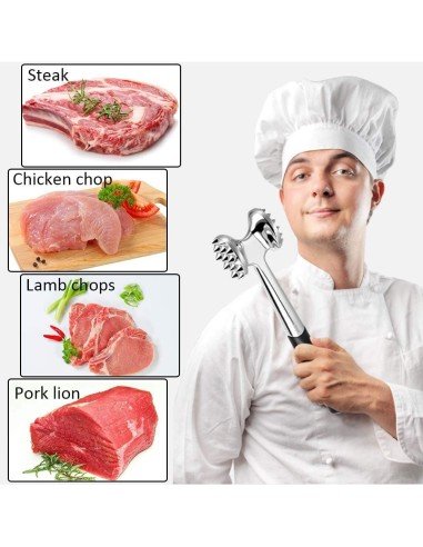 Martillo Ablandador De Carne Res Cerdo Pollo Pescado Acero Inoxidable Mazo