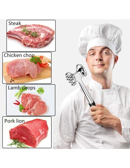 Martillo Ablandador De Carne Res Cerdo Pollo Pescado Acero Inoxidable Mazo Martillo Ablandador De Carne Res Cerdo Pollo Pescado Acero Inoxidable Mazo