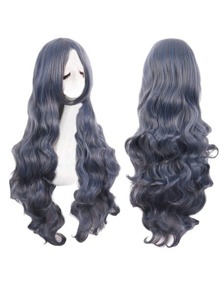 ⭐ Peluca Cosplay Ondulada 80cm Kanekalon Gris Humo