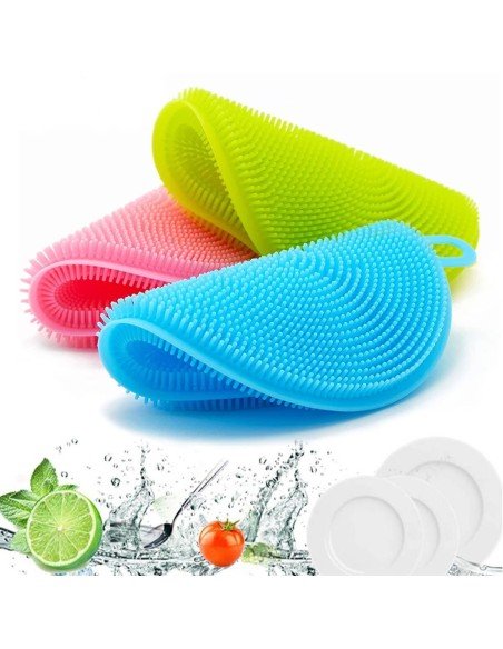 ⭐ Setx3 Esponjas Multiusos Antibacterial Silicona Limpieza