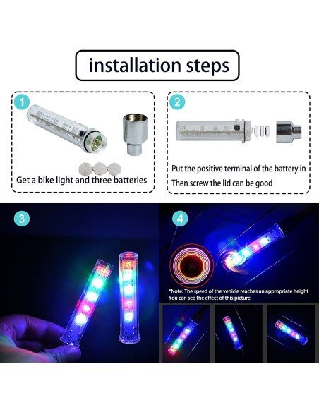 Setx2 Tapa Válvula de llantas Luz Led Multicolor Bici Car Setx2 Tapa Válvula de llantas Luz Led Multicolor Bici Car