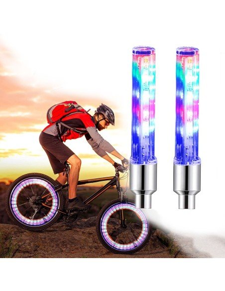 Setx2 Tapa Válvula de llantas Luz Led Multicolor Bici Car