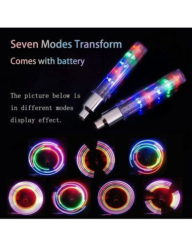 Setx2 Tapa Válvula de llantas Luz Led Multicolor Bici Car