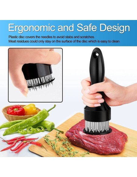 Ablandador Tenderizador Carne Pollo Pescado Res Cerdo con 20 Cuchillas Acero Inoxidable Ablandador Tenderizador Carne Pollo Pescado Res Cerdo con 20 Cuchillas Acero Inoxidable