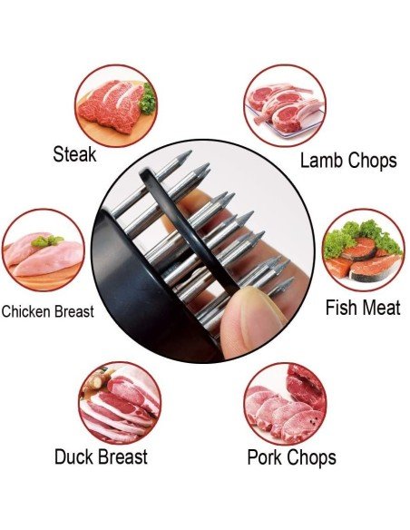 Ablandador Tenderizador Carne Pollo Pescado Res Cerdo con 20 Cuchillas Acero Inoxidable Ablandador Tenderizador Carne Pollo Pescado Res Cerdo con 20 Cuchillas Acero Inoxidable