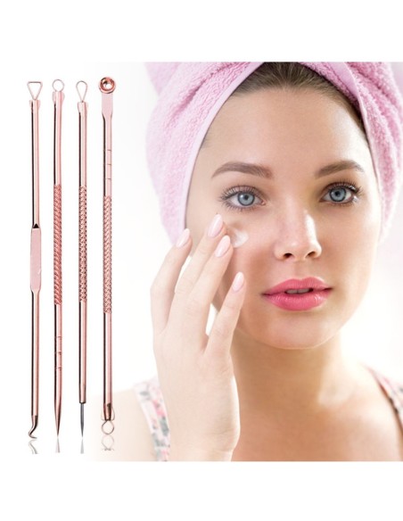 Set x4 Herramientas para remover espinillas y acné, Limpieza facil de puntos negros