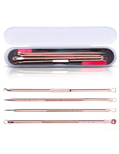 Set x4 Herramientas para remover espinillas y acné, Limpieza facil de puntos negros
