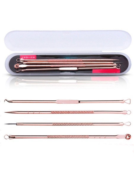 Set x4 Herramientas para remover espinillas y acné, Limpieza facil de puntos negros