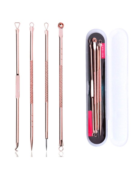 Set x4 Herramientas para remover espinillas y acné, Limpieza facil de puntos negros