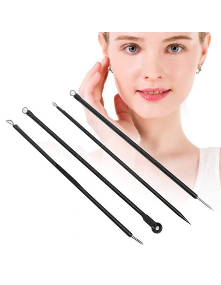 ⭐ Set x4 Herramientas para remover espinillas y acné, Limpieza