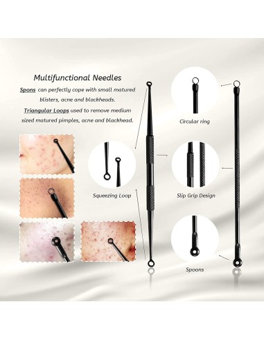 ⭐ Set x4 Herramientas para remover espinillas y acné, Limpieza