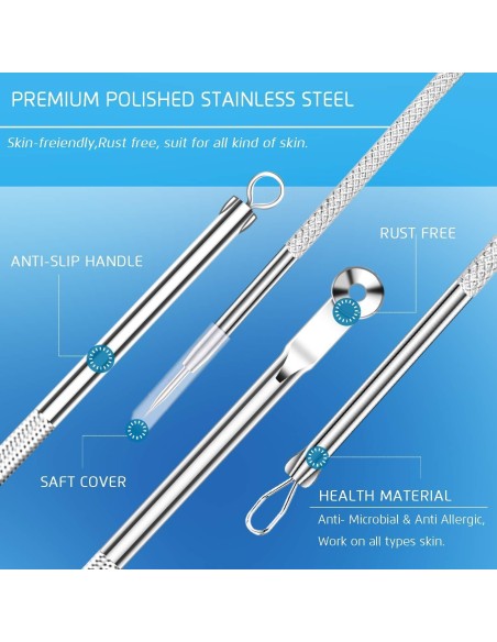 ⭐ Set x4 Herramientas para remover espinillas y acné, Limpieza ⭐ Set x4 Herramientas para remover espinillas y acné, Limpieza