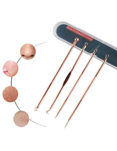 ⭐ Set x4 Herramientas para remover espinillas y acné, Limpieza
