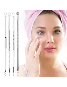 ⭐ Set x4 Herramientas para remover espinillas y acné, Limpieza