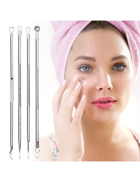 ⭐ Set x4 Herramientas para remover espinillas y acné, Limpieza