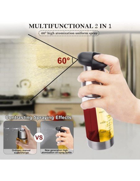 Pulverizador De Aceite 2en1 Spray Mezclador Doble 200ml BBQ Pulverizador De Aceite 2en1 Spray Mezclador Doble 200ml BBQ