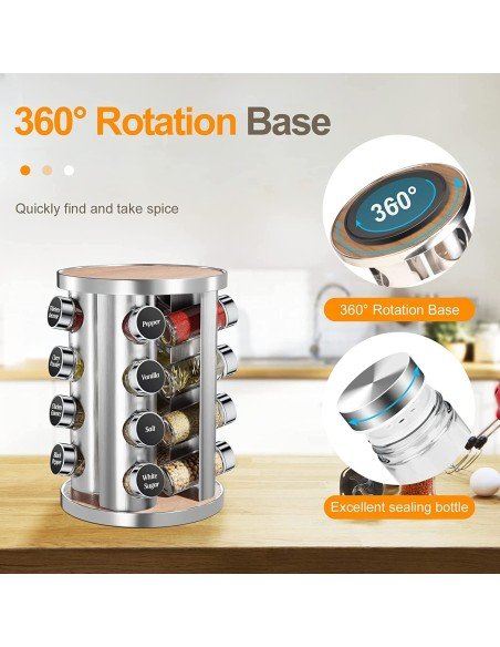 Carrusel Especiero Condimentos Rack 16Pz Acero Carrusel Especiero Condimentos Rack 16Pz Acero