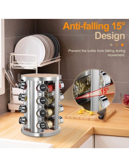 Carrusel Especiero Condimentos Rack 16Pz Acero Carrusel Especiero Condimentos Rack 16Pz Acero