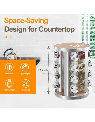 Carrusel Especiero Condimentos Rack 16Pz Acero
